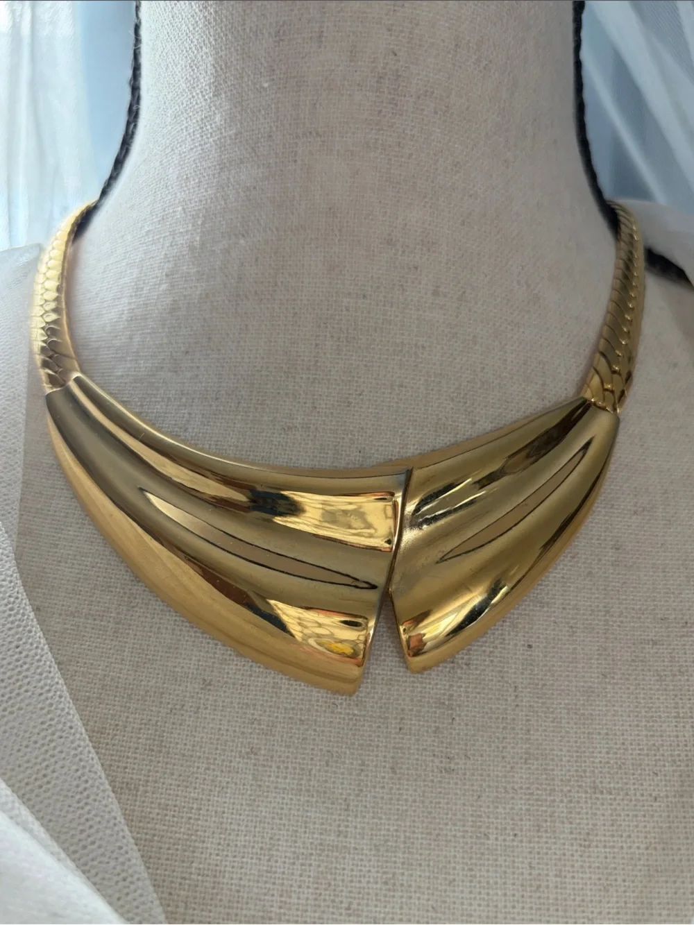 Gold Sculptural Modernist Collar Necklace - Women's Jewelry